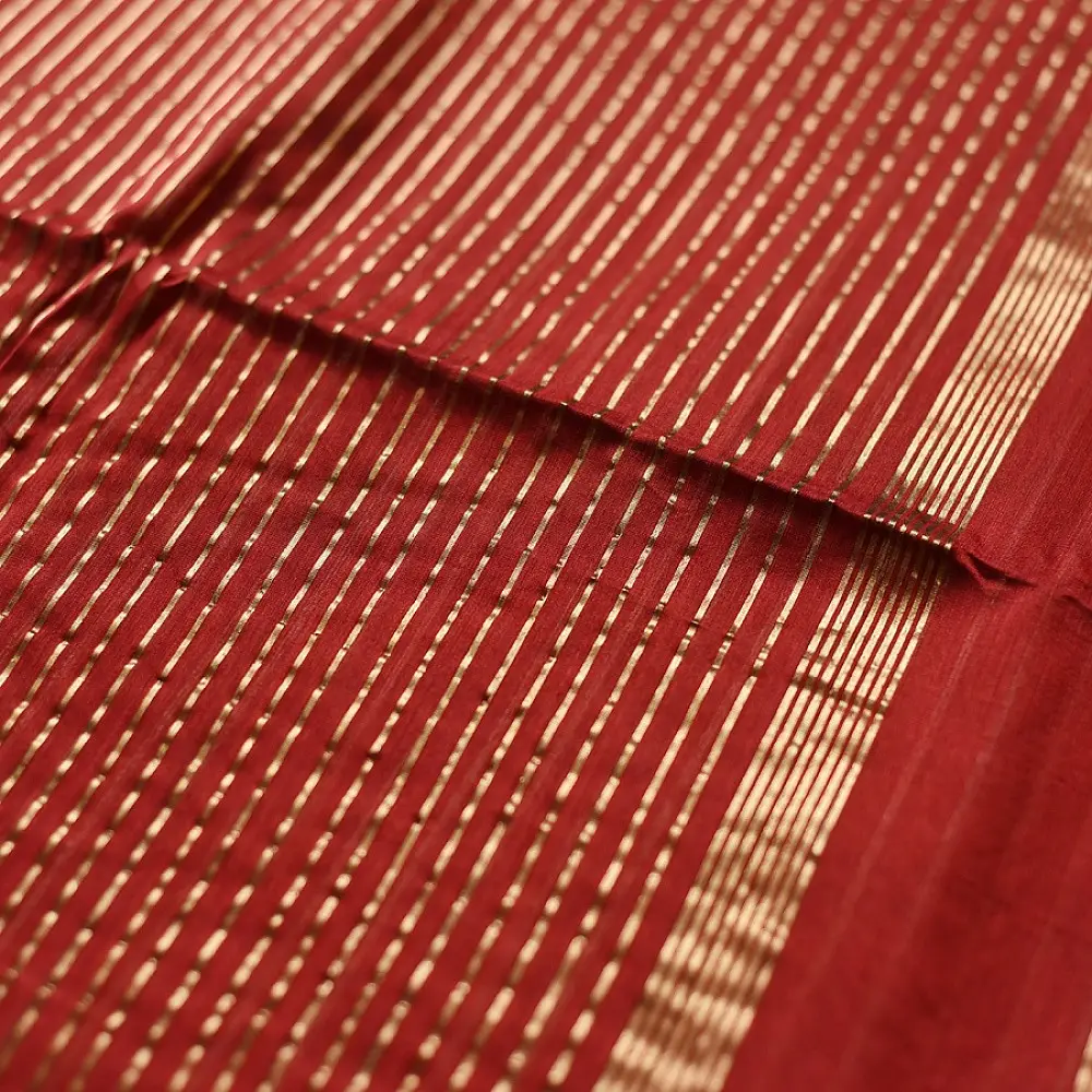 buy Handloom Maheshwari Silk Saree in Crimson red