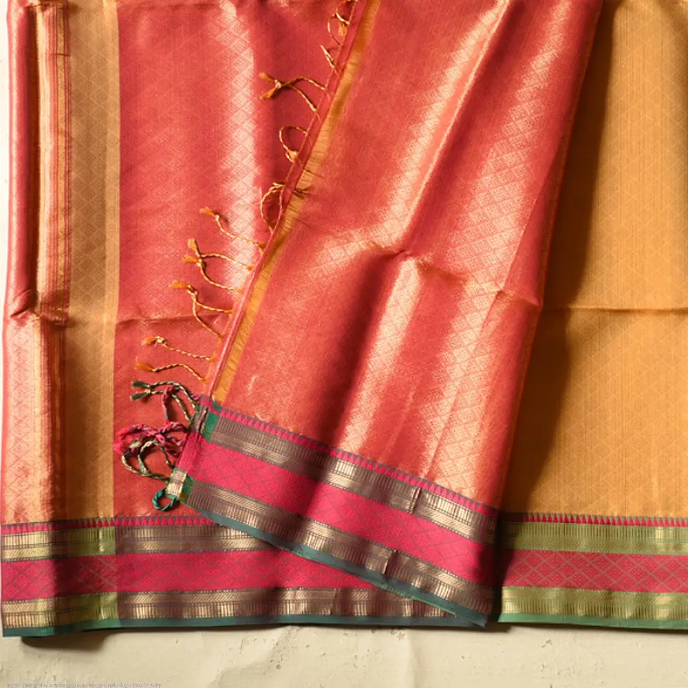 buy Handwoven Maheshwari Silk & Zari Saree  (Zari Brocade)