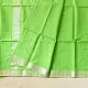 buy Handloom Silver Zari Border Maheshwari Saree ~ Green