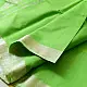 buy Handloom Silver Zari Border Maheshwari Saree ~ Green