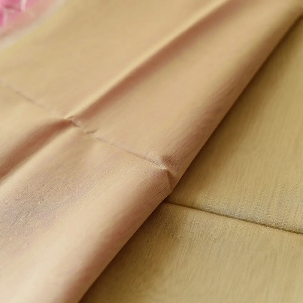 buy Handloom Silver Zari Maheshwari Silk Saree ~ Beige saree with Light Pink Pallu