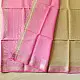 buy Handloom Silver Zari Maheshwari Silk Saree ~ Beige saree with Light Pink Pallu
