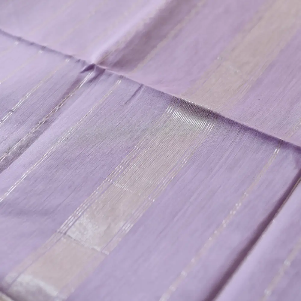 buy Handloom Silver Zari Border Maheshwari Silk Saree ~ Purple