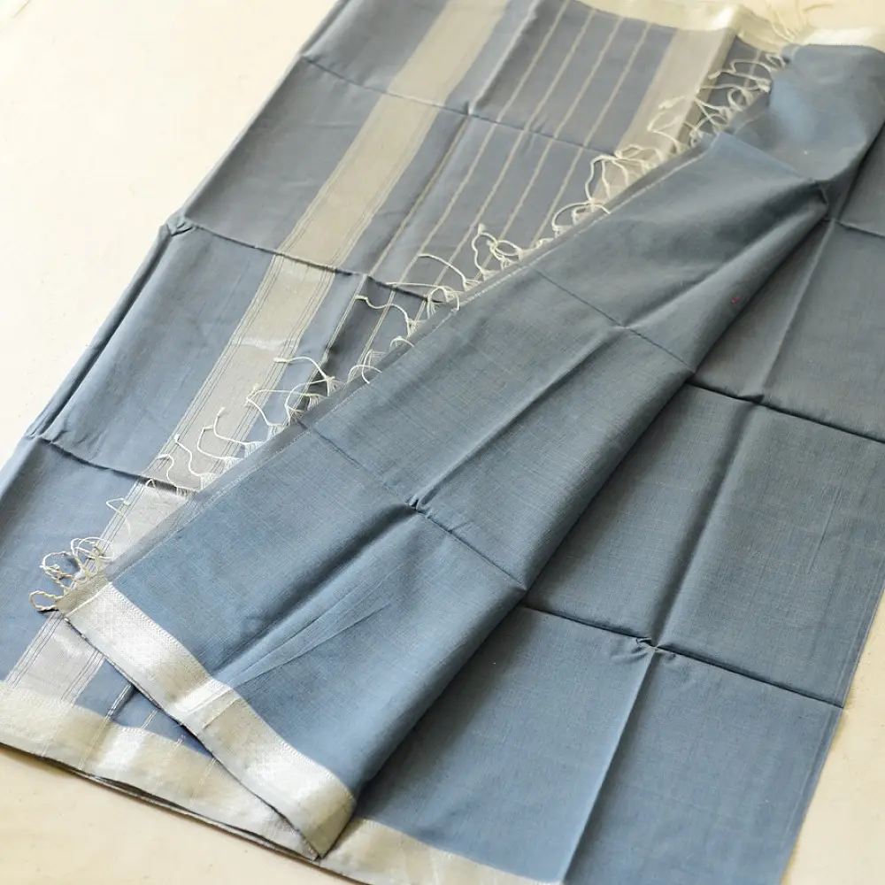 buy Handloom Silver Zari Border Maheshwari Silk Saree