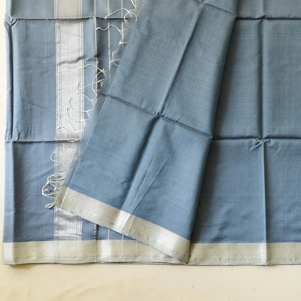 buy Handloom Silver Zari Border Maheshwari Silk Saree