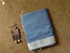 Pavitra . पवित्रा | Handloom Silver Zari Border Maheshwari Silk Saree