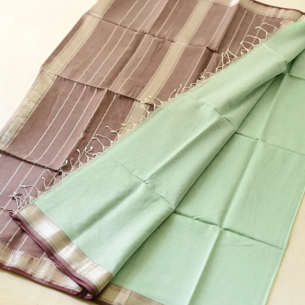 buy Zari Border Maheshwari Silk Pistachio Green Handloom Saree