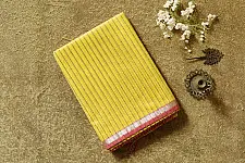 Pavitra . Handloom Maheshwari Silk Saree | Kosa Stripe + Zari | limon