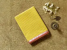 Pavitra . Handloom Maheshwari Silk Saree | Kosa Stripe + Zari | limon