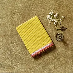 Pavitra . Handloom Maheshwari Silk Saree | Kosa Stripe + Zari | limon