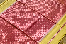 Pavitra . Handloom Maheshwari Silk Saree | Kosa Stripe + Zari | limon