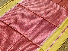 Pavitra . Handloom Maheshwari Silk Saree | Kosa Stripe + Zari | limon
