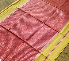 Pavitra . Handloom Maheshwari Silk Saree | Kosa Stripe + Zari | limon