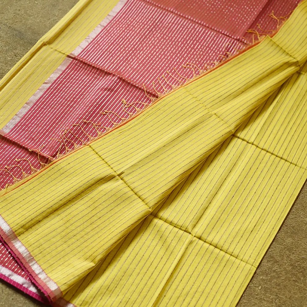 buy Handloom Maheshwari Silk limon Saree