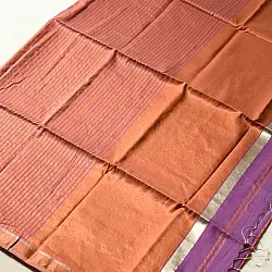 Iris ~ Maheshwari Handloom | Allover Zari Stripe Saree