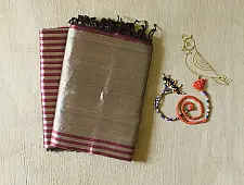 Rekha | Maheshwari Silk Top & Dupatta Material - Rani Pink & Silver zari