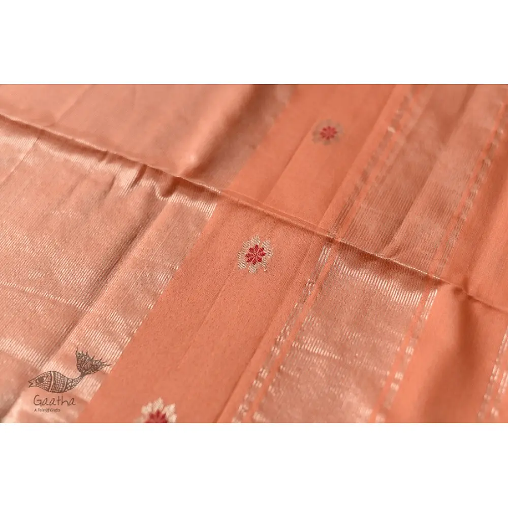 buy Handwoven Maheshwari Silk Saree With All Over Butta