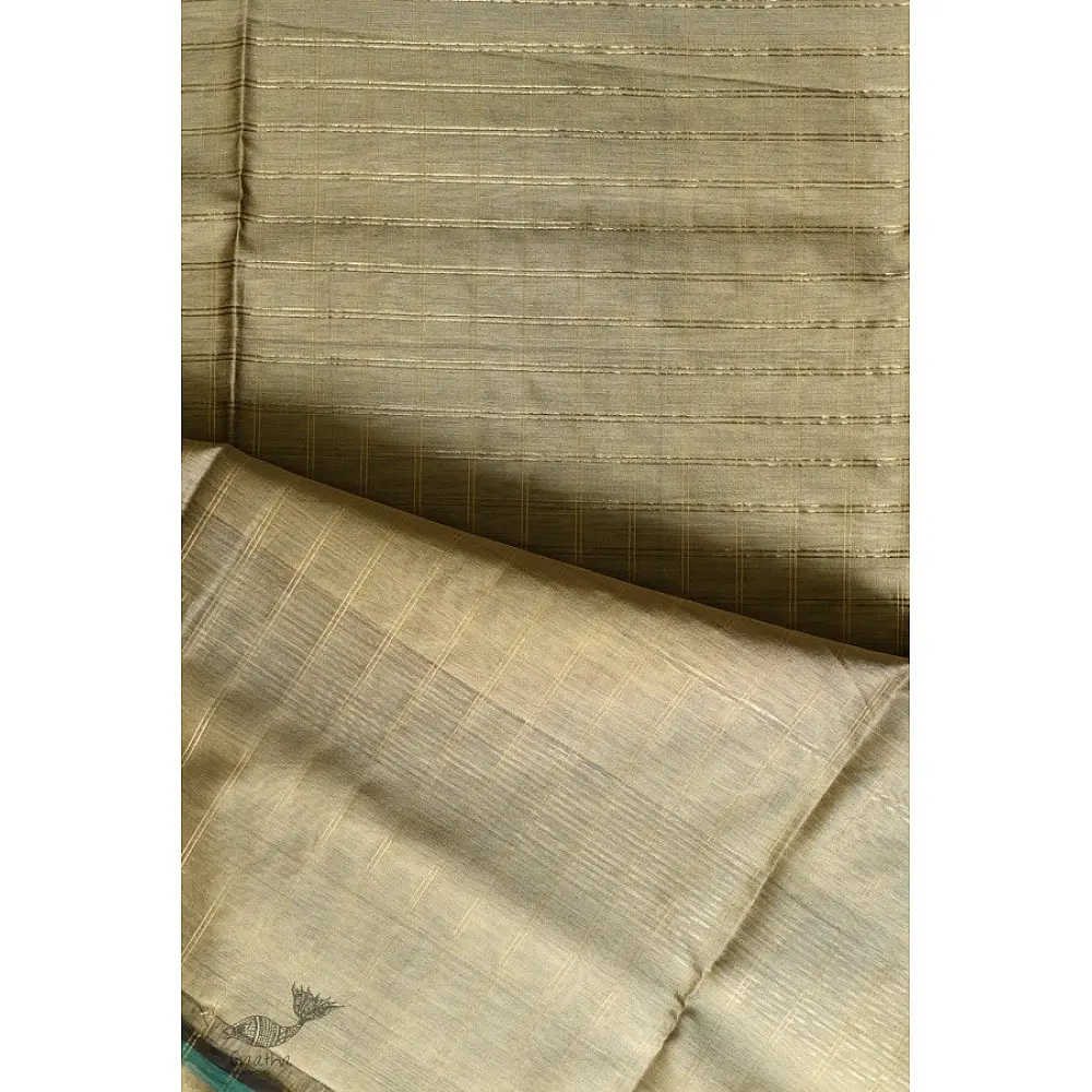 buy Handwoven Maheshwari Saree With Zari Border & Checks
