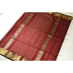 Pavitra . पवित्रा | Handwoven Maheshwari Maroon With Golder Border Saree