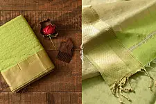 Pavitra . पवित्रा | Handwoven Maheshwari Checks Saree - Liril Green Color