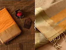 Pavitra . पवित्रा | Handwoven Maheshwari Checks Saree - Yellow
