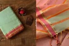 Pavitra . पवित्रा | Handwoven Maheshwari Saree With Resham Border