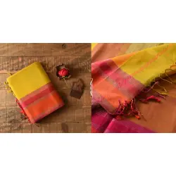 Pavitra . पवित्रा | Handwoven Maheshwari Silk Saree With Resham Border and Kosa Pallu