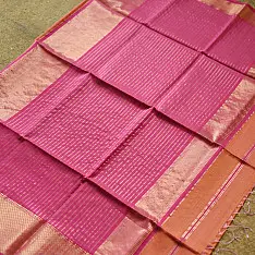 Pavitra . Handloom Maheshwari Silk Saree | Zari Border | Orange