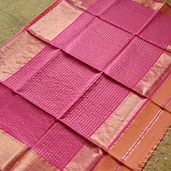 Pavitra . Handloom Maheshwari Silk Saree | Zari Border | Orange