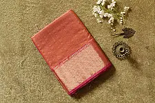 Pavitra . Handloom Maheshwari Silk Saree | Kosa Stripe + Zari | Orange