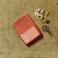 Pavitra . Handloom Maheshwari Silk Saree | Zari Border | Orange
