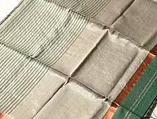 Iris ~ Maheshwari Handloom | Allover Zari Stripe Green Saree