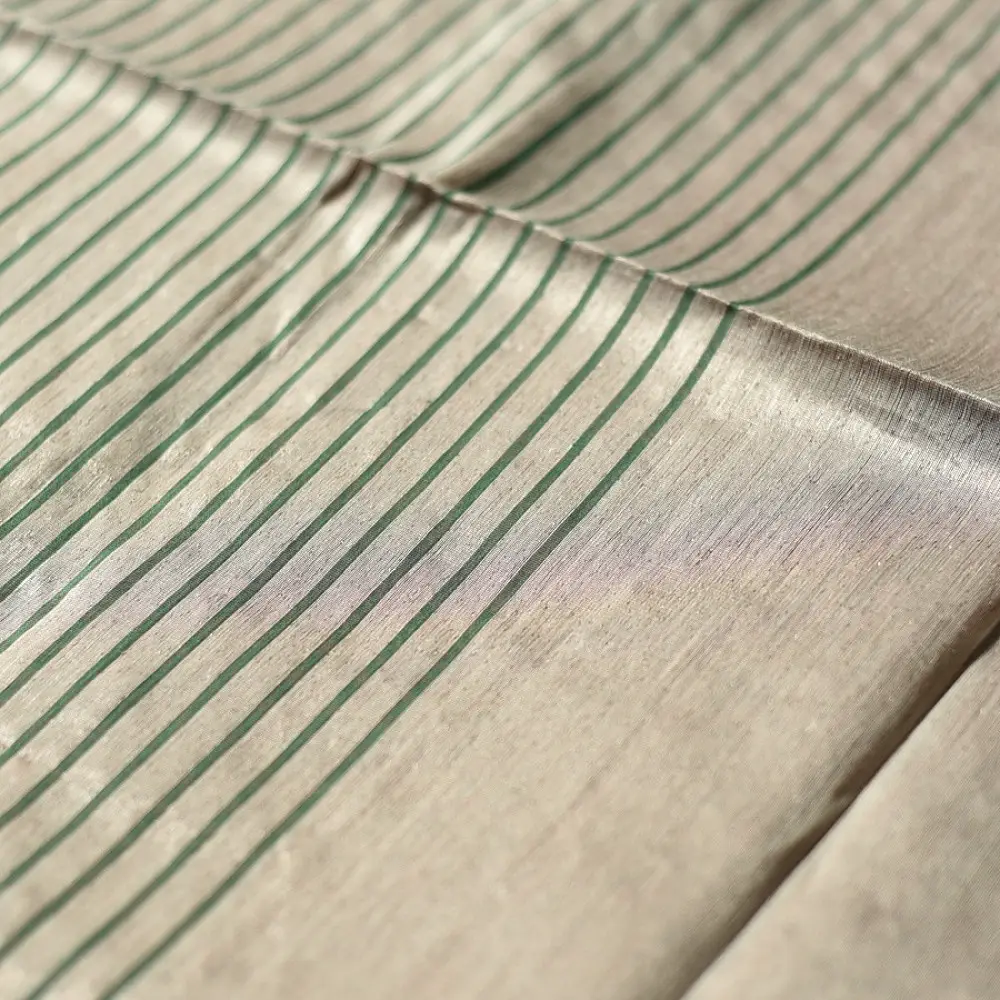 shop Maheshwari Handloom | Allover Zari Stripe Green Saree