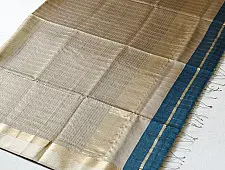 Pavitra . पवित्रा | Handloom Maheshwari Silk Saree ~ Teal Blue