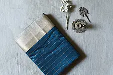 Pavitra . पवित्रा | Handloom Maheshwari Silk Saree ~ Teal Blue