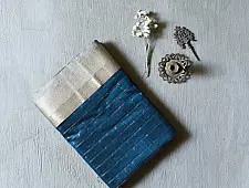 Pavitra . पवित्रा | Handloom Maheshwari Silk Saree ~ Teal Blue