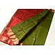 buy Handwoven Maheshwari Saree Green with Red Pallu