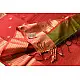 buy Handwoven Maheshwari Saree Green with Red Pallu