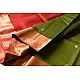 buy Handwoven Maheshwari Saree Green with Red Pallu