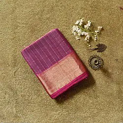 Pavitra . Handloom Maheshwari Silk Saree | Zari Birder | Indian Rose