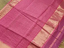 Pavitra . Handloom Maheshwari Silk Saree | Zari Birder | Indian Rose
