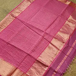 Pavitra . Handloom Maheshwari Silk Saree | Zari Birder | Indian Rose