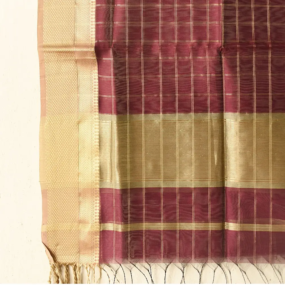 Maheshwari dress material in Maroon colour