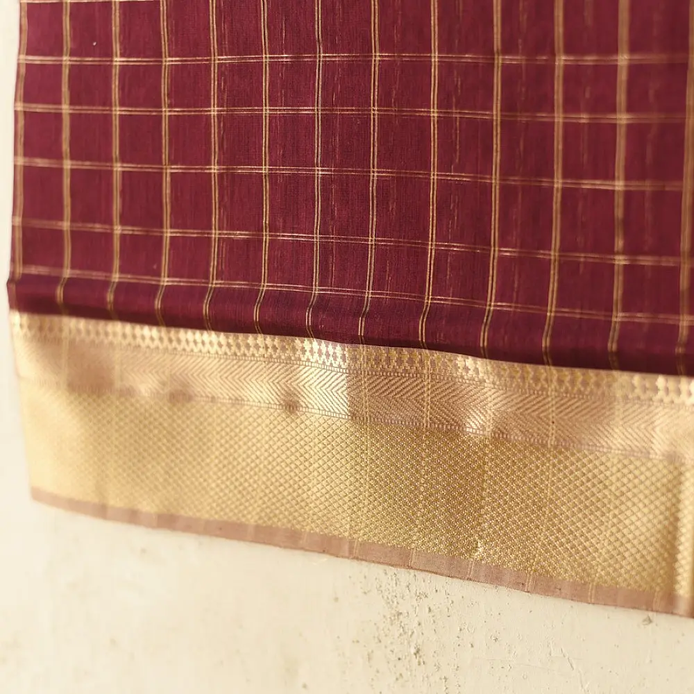 Maheshwari dress material in Maroon colour