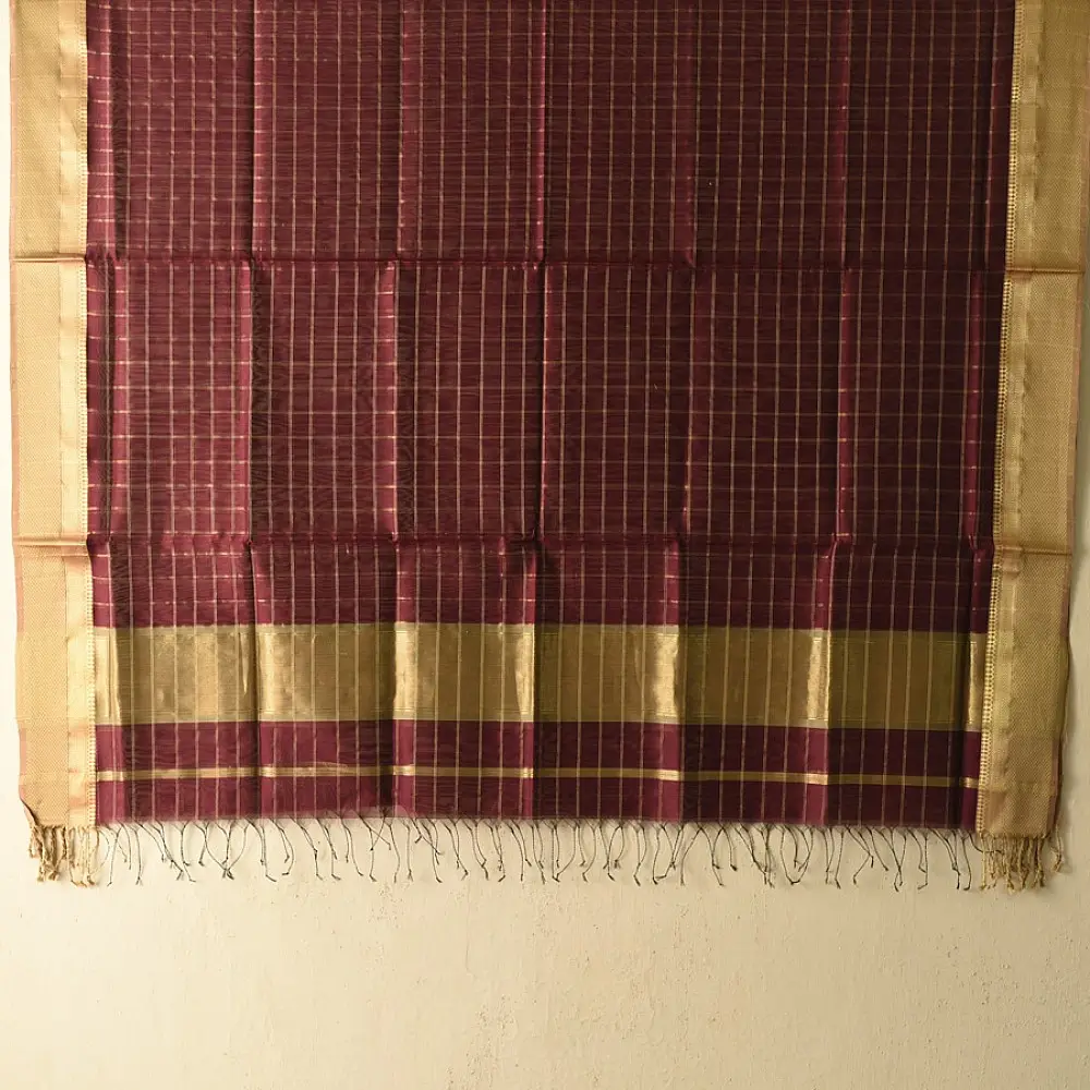 Maheshwari dress material in Maroon colour