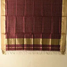 Rekha | Maheshwari - Dress Material (Top & Dupatta) - Maroon