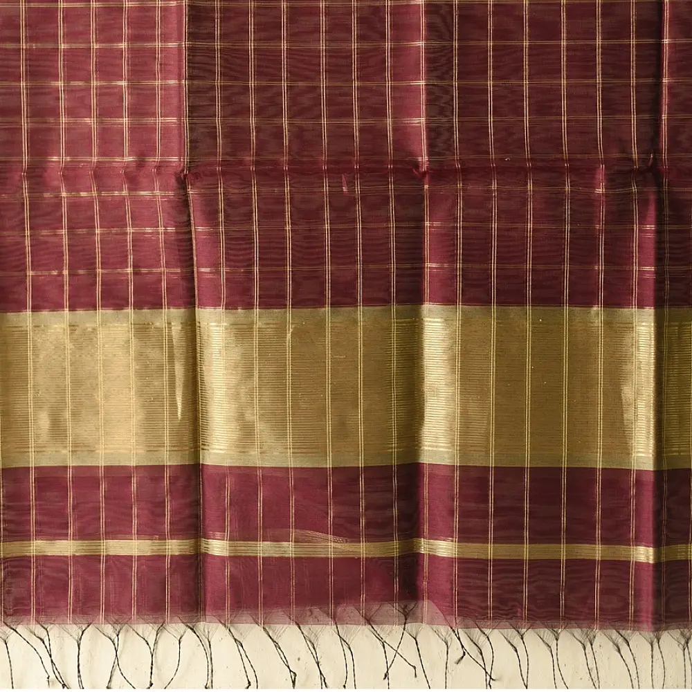 Maheshwari dress material in Maroon colour
