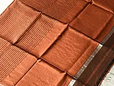 Iris ~ Maheshwari Handloom | All over Zari Stripe Saree - Copper Brown