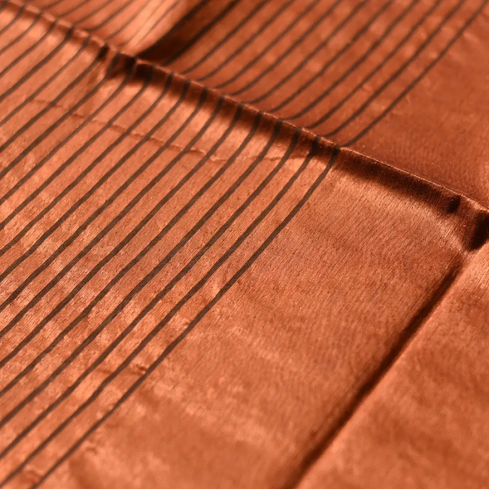 shop All over Zari Stripe Saree - Copper Brown
