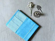 Pavitra . पवित्रा | Handloom Maheshwari Silk Saree ~ Sky Blue / Zari Pallu